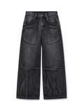 The Ethereal Wing Graphic Jeans - black front view