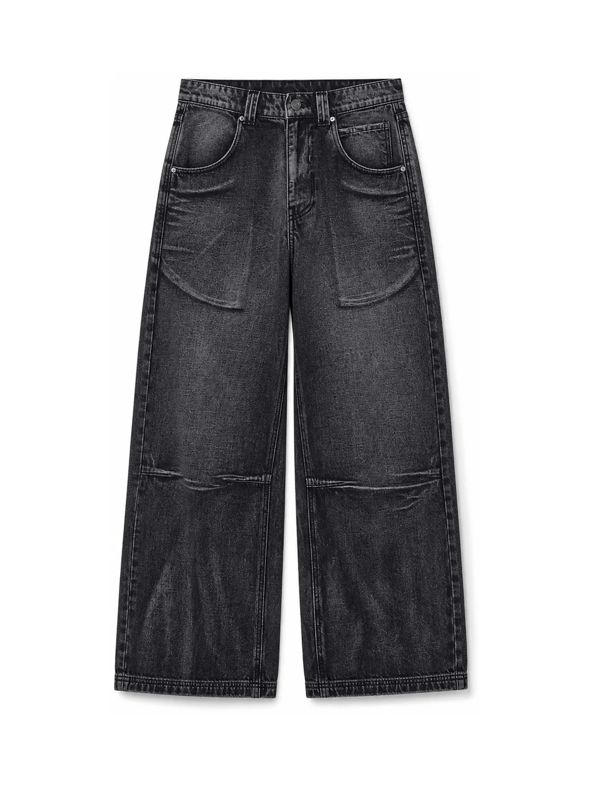 The Ethereal Wing Graphic Jeans - black front view