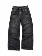 The Ethereal Wing Graphic Jeans - natural flat lay black front view on white