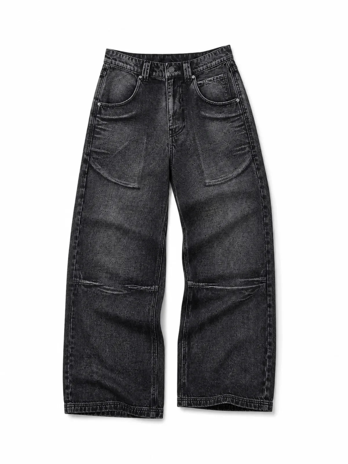 The Ethereal Wing Graphic Jeans - natural flat lay black front view on white