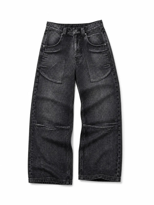 The Ethereal Wing Graphic Jeans - natural flat lay black front view on white