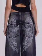 The Ethereal Wing Graphic Jeans - wing graphic detail