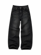 The Fallen Angel Graphic Jeans - natural flat lay black front view on white
