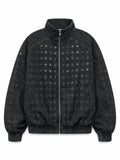 The "Steel Matrix" Grommet Denim Jacket front view