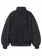 The "Steel Matrix" Grommet Denim Jacket back view