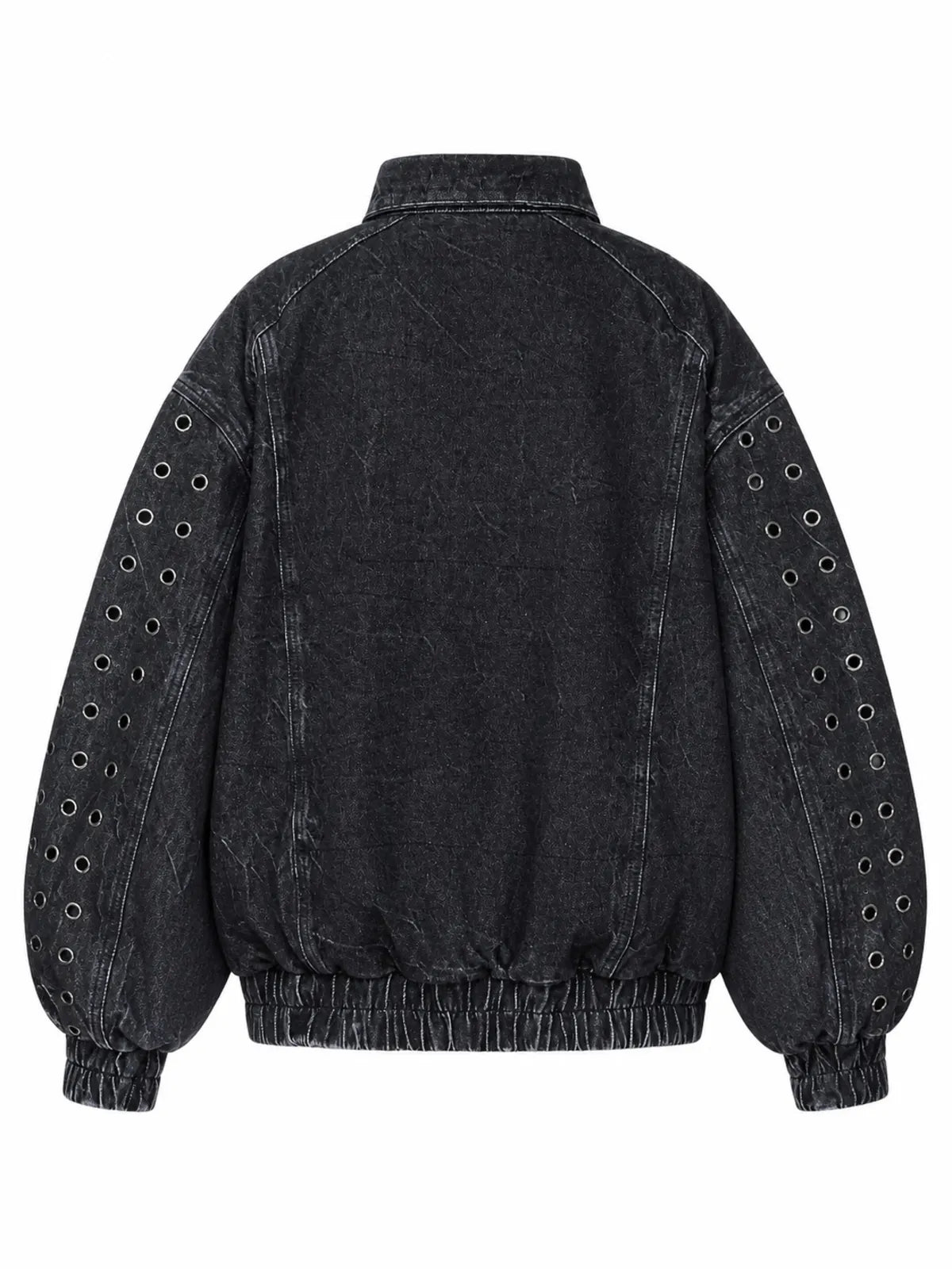 The "Steel Matrix" Grommet Denim Jacket back view