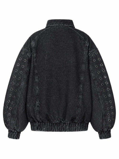 The "Steel Matrix" Grommet Denim Jacket back view