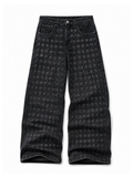 The "Steel Matrix" Grommet Wide-Leg Jeans natural flat-lay front view