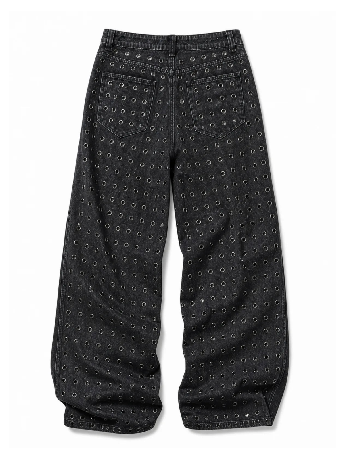 The "Steel Matrix" Grommet Wide-Leg Jeans natural flat-lay back view
