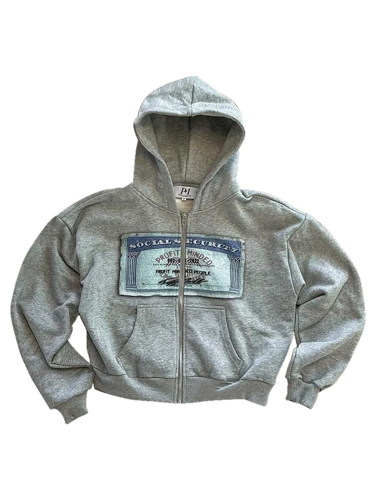 The Registry Patch Zip Hoodie in gray, front white-background flat lay