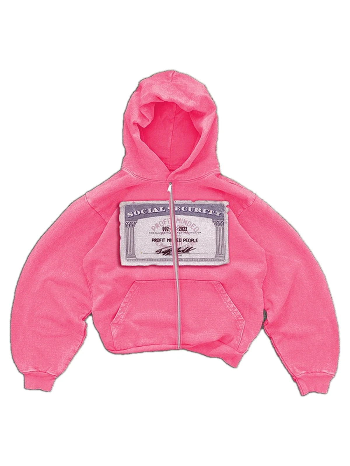 The Registry Patch Zip Hoodie in pink, front white-background flat lay