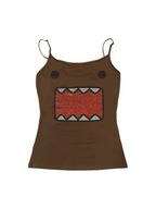 The Crimson Bite Rhinestone Cami Top in brown on white background