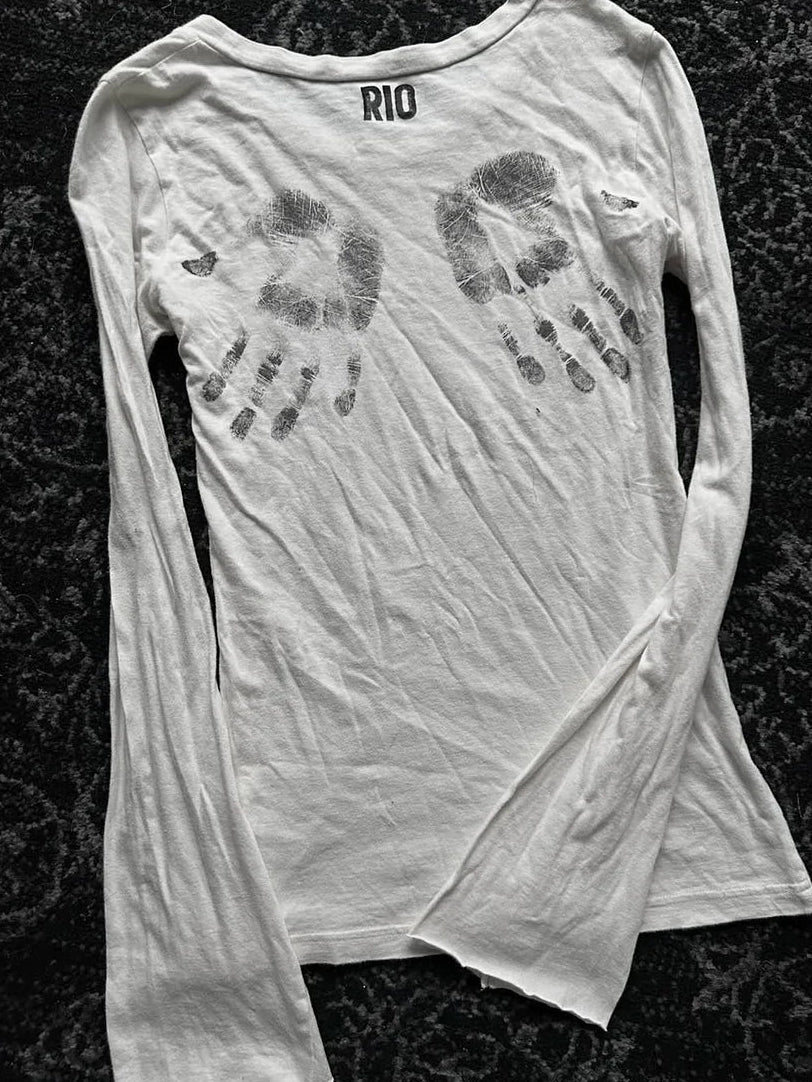 The Identity Trace Graphic Long-Sleeve Tee back handprint detail