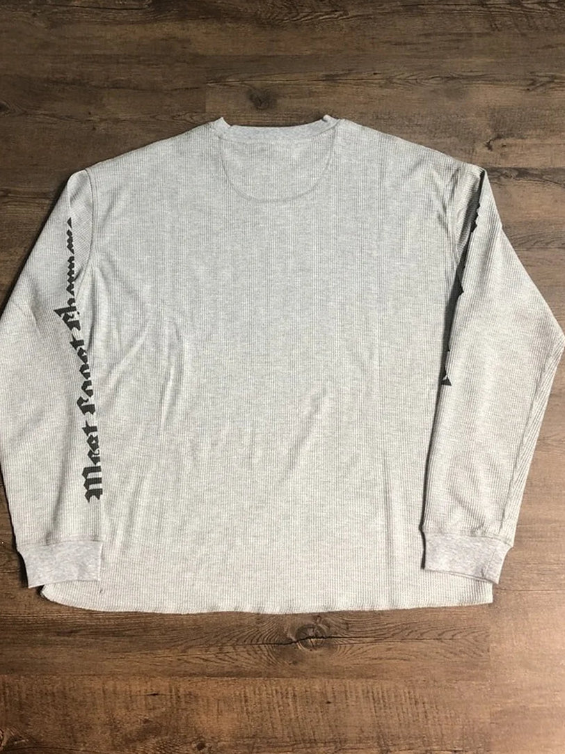 The Asphalt Signal Waffle Long-Sleeve Tee gray back view