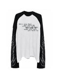 The Rebound Signal black and off-white raglan long-sleeve tee front view