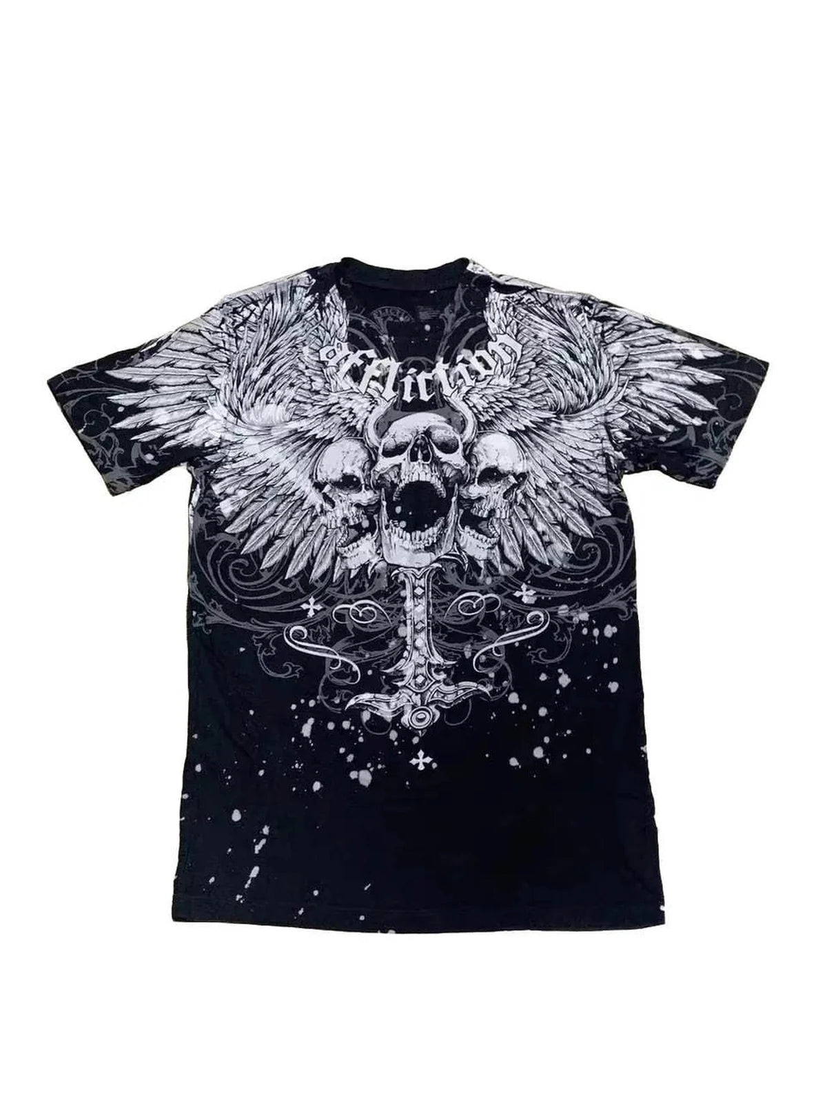 The Winged Relic Skull Tee front white background