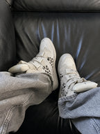 Ivory leopard silver rhinestone wedge sneakers top view lifestyle photo
