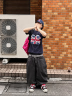 Black red distressed low-top sneakers full outfit photo