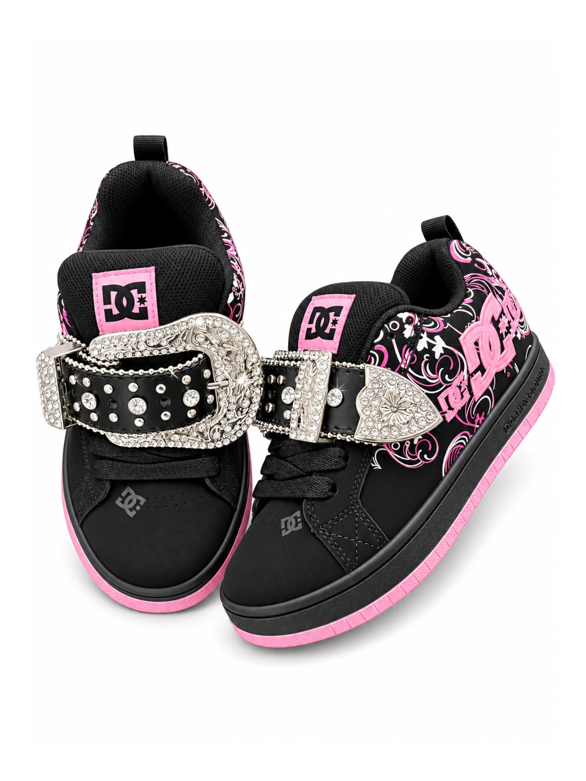 THE PINK NOIR SILVER BUCKLE LOW-TOPS