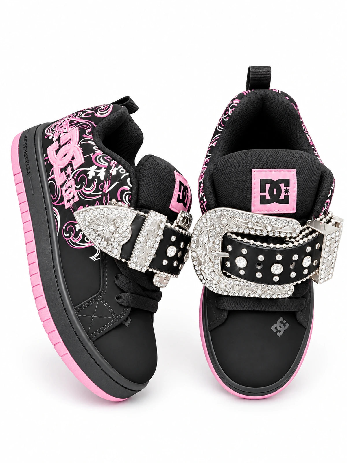 THE PINK NOIR SILVER BUCKLE LOW-TOPS