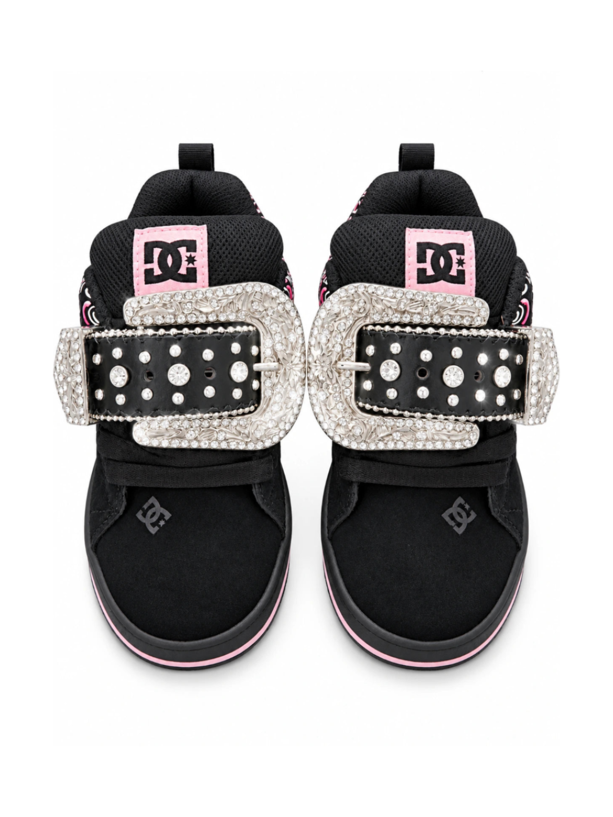 THE PINK NOIR SILVER BUCKLE LOW-TOPS