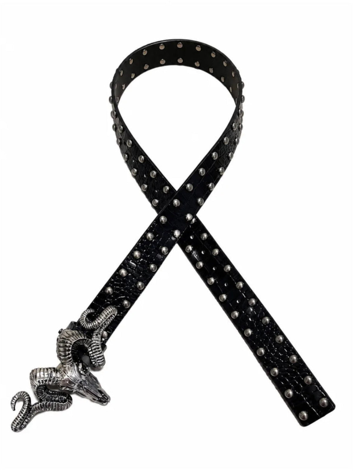 The Aged Skull Ram Leather Belt