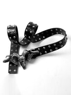 The Aged Skull Ram Leather Belt