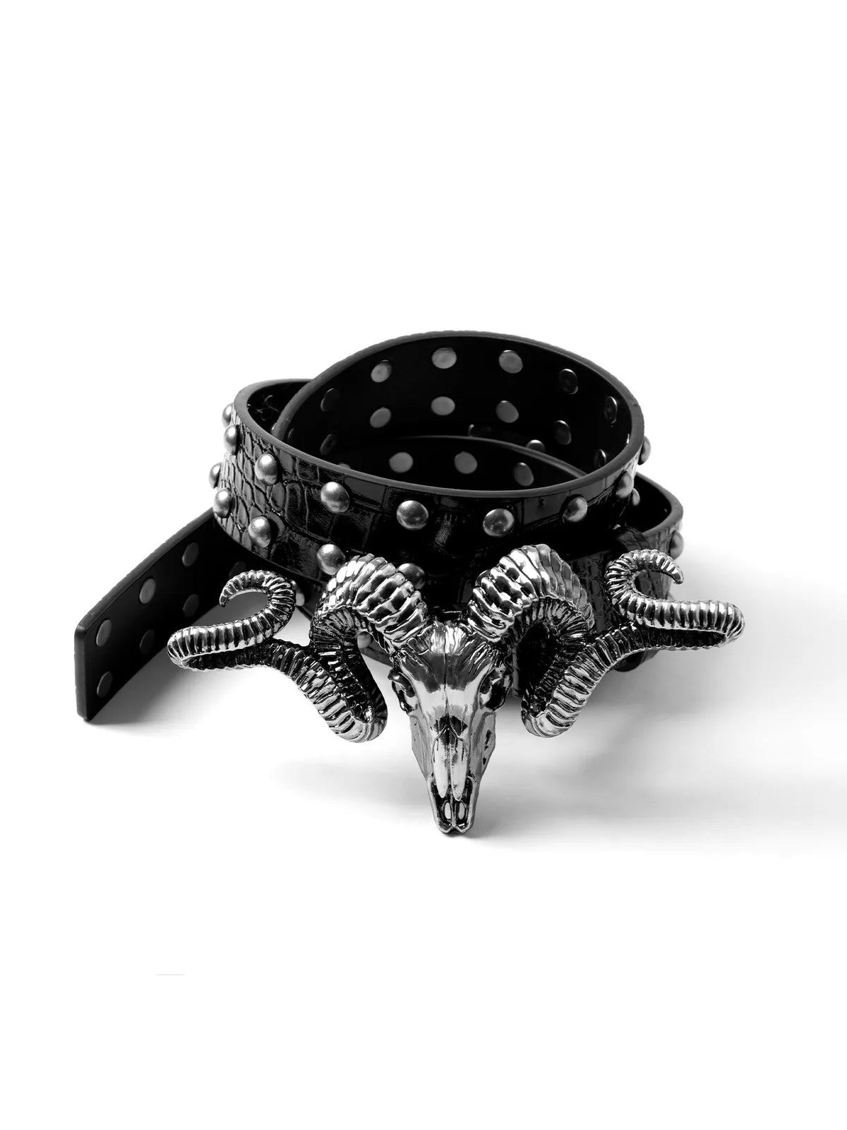The Aged Skull Ram Leather Belt