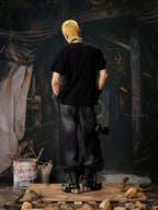 Black Riveted Fade Baggy Jeans back styled look