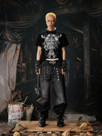 Black Riveted Fade Baggy Jeans full-body styled look
