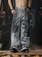 Dirty White Ashen Manifest Baggy Jeans close front model view