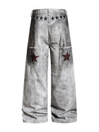 Dirty White Ashen Manifest Baggy Jeans back view on white background