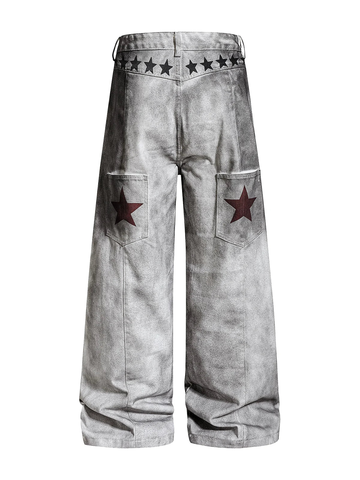 Dirty White Ashen Manifest Baggy Jeans back view on white background