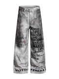 Dirty White Ashen Manifest Baggy Jeans front view on white background