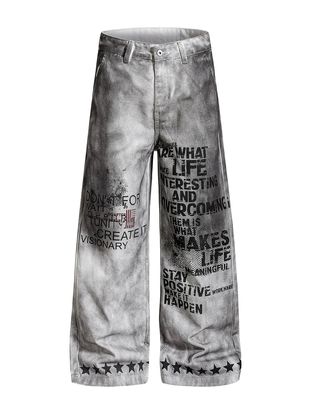 Dirty White Ashen Manifest Baggy Jeans front view on white background