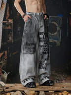 Dirty White Ashen Manifest Baggy Jeans hands-in-pockets front model view