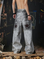 Dirty White Ashen Manifest Baggy Jeans three-quarter front model view