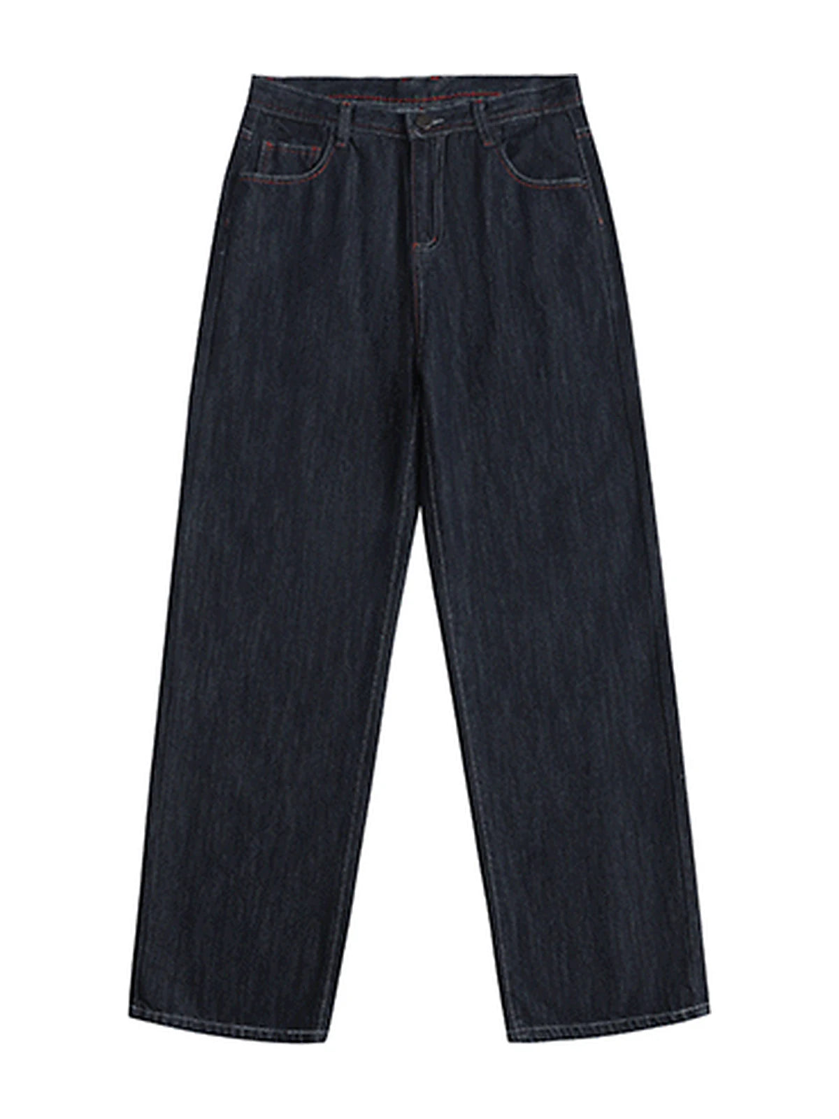 Denim Blue Winged Skull Baggy Jeans front view on white background