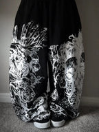 Black Gothic Ruin Wide-Leg Sweatpants styled on-body view