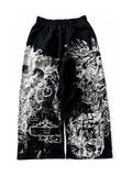 Black Gothic Ruin Wide-Leg Sweatpants on white background