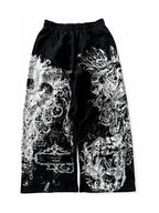 Black Gothic Ruin Wide-Leg Sweatpants on white background