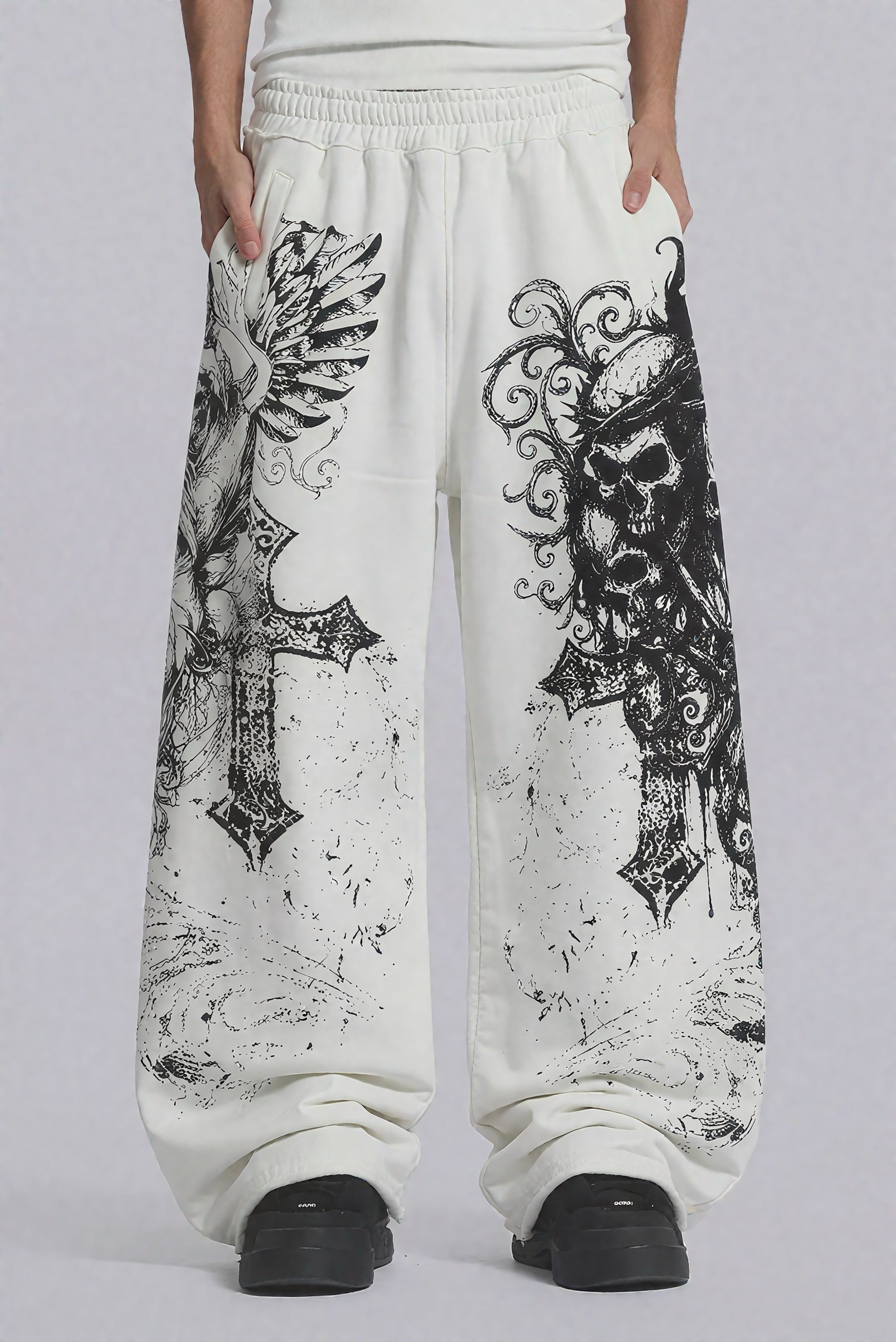 White Gothic Ruin Wide-Leg Sweatpants additional product image 1