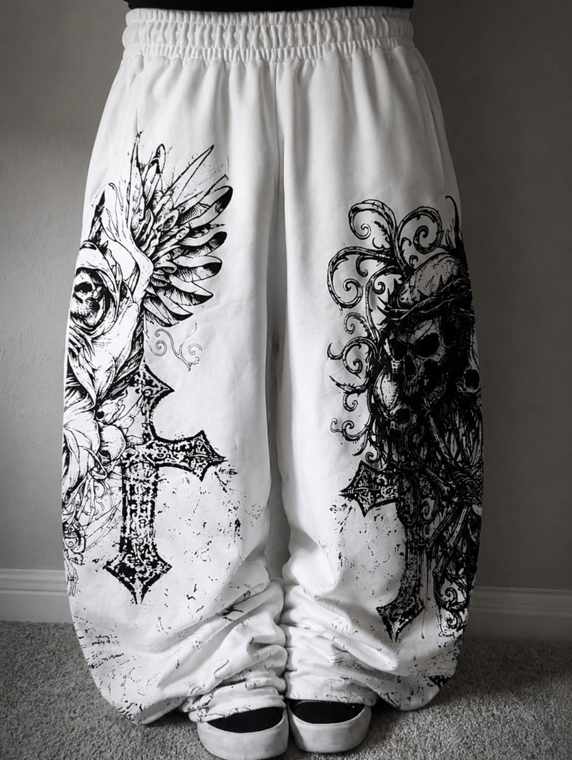 White Gothic Ruin Wide-Leg Sweatpants additional product image 2