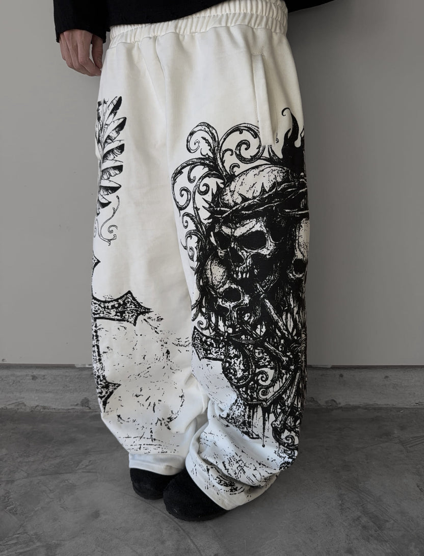 White Gothic Ruin Wide-Leg Sweatpants additional product image 3