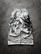 White Gothic Ruin Wide-Leg Sweatpants full flat-lay