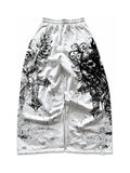 White Gothic Ruin Wide-Leg Sweatpants on white background