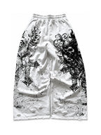 White Gothic Ruin Wide-Leg Sweatpants on white background