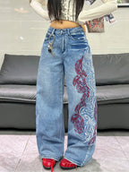 Blue Dragon Trace Wide-Leg Jeans front view