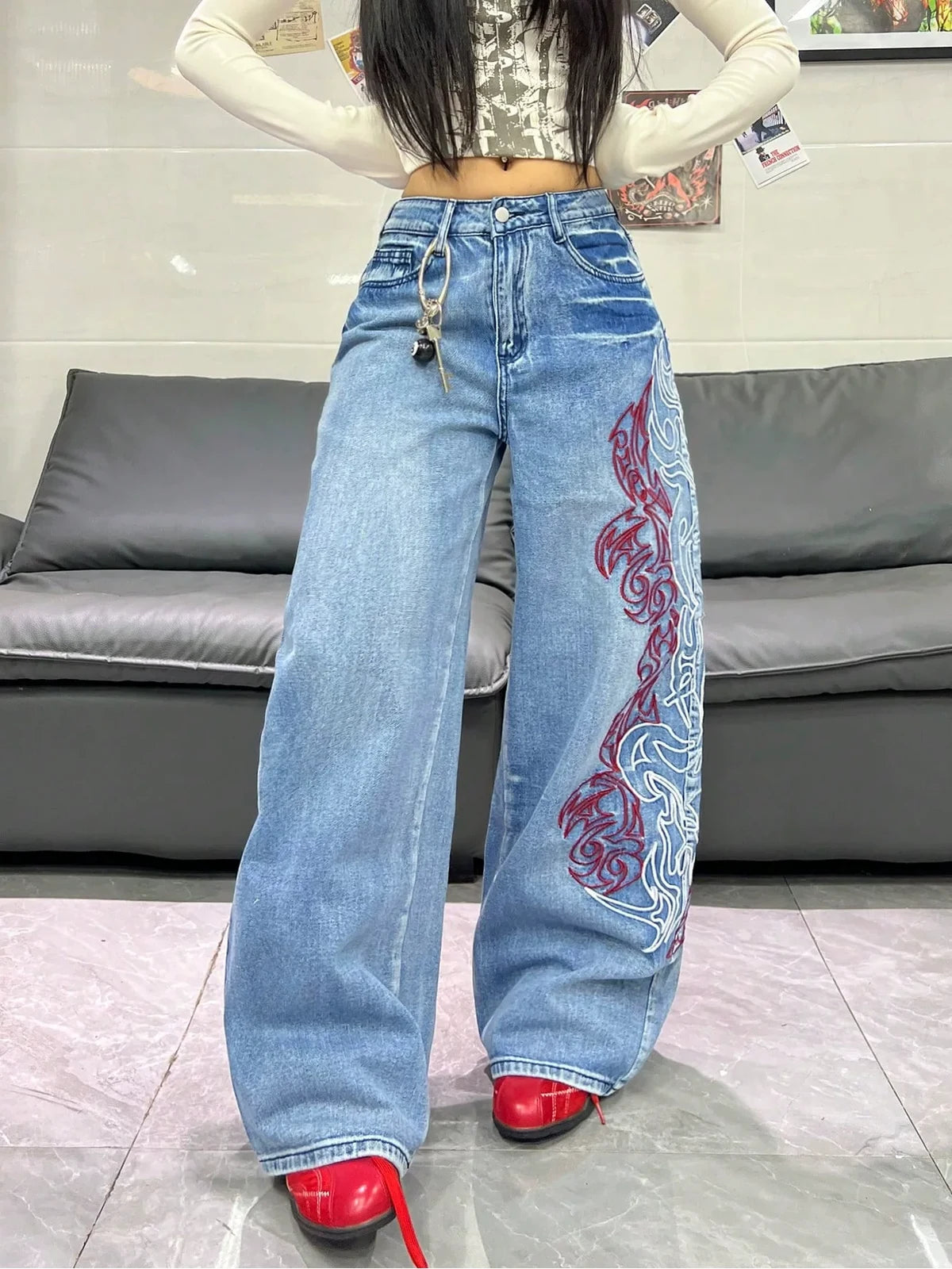 Blue Dragon Trace Wide-Leg Jeans styled on-model view 4