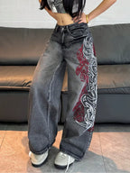 Gray Dragon Trace Wide-Leg Jeans styled on-model view 4